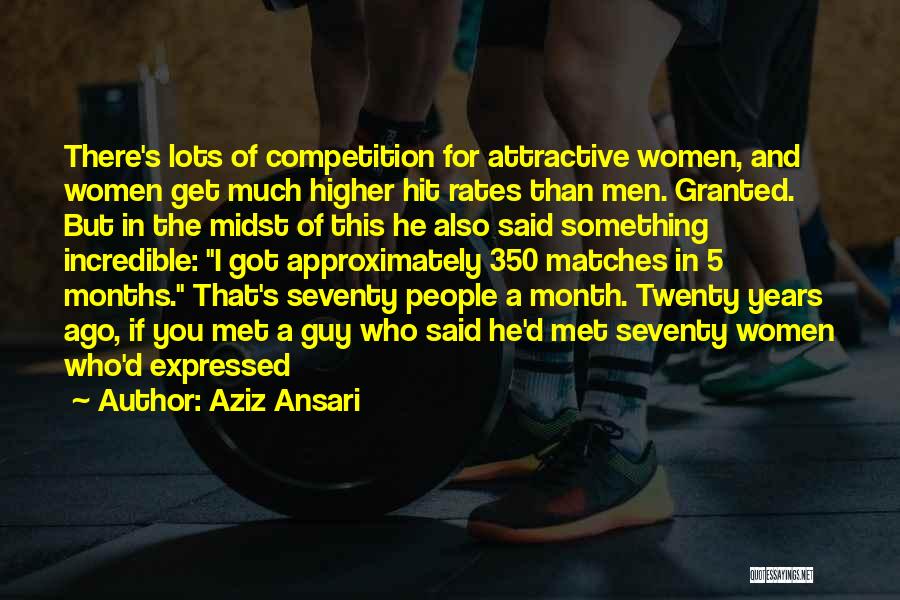 Aziz Ansari Quotes: There's Lots Of Competition For Attractive Women, And Women Get Much Higher Hit Rates Than Men. Granted. But In The