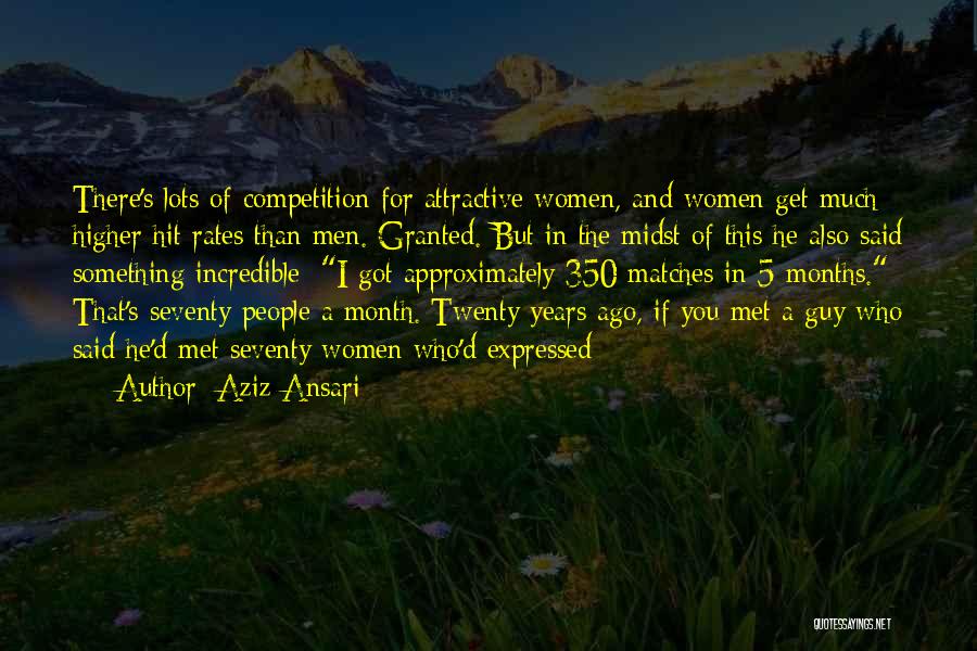 Aziz Ansari Quotes: There's Lots Of Competition For Attractive Women, And Women Get Much Higher Hit Rates Than Men. Granted. But In The