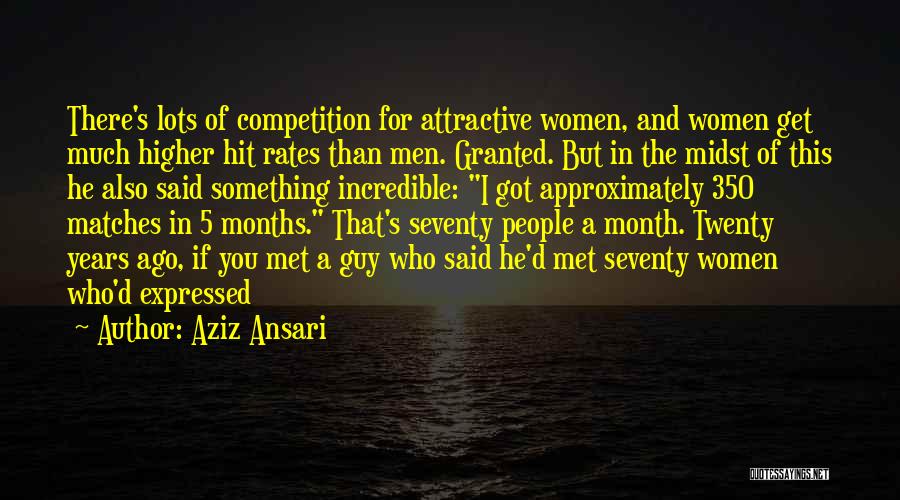 Aziz Ansari Quotes: There's Lots Of Competition For Attractive Women, And Women Get Much Higher Hit Rates Than Men. Granted. But In The