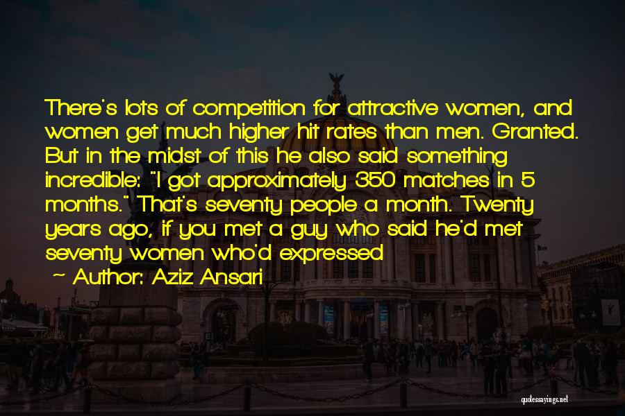 Aziz Ansari Quotes: There's Lots Of Competition For Attractive Women, And Women Get Much Higher Hit Rates Than Men. Granted. But In The