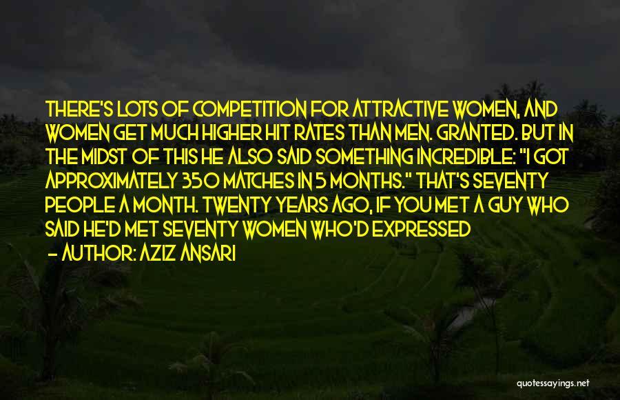 Aziz Ansari Quotes: There's Lots Of Competition For Attractive Women, And Women Get Much Higher Hit Rates Than Men. Granted. But In The