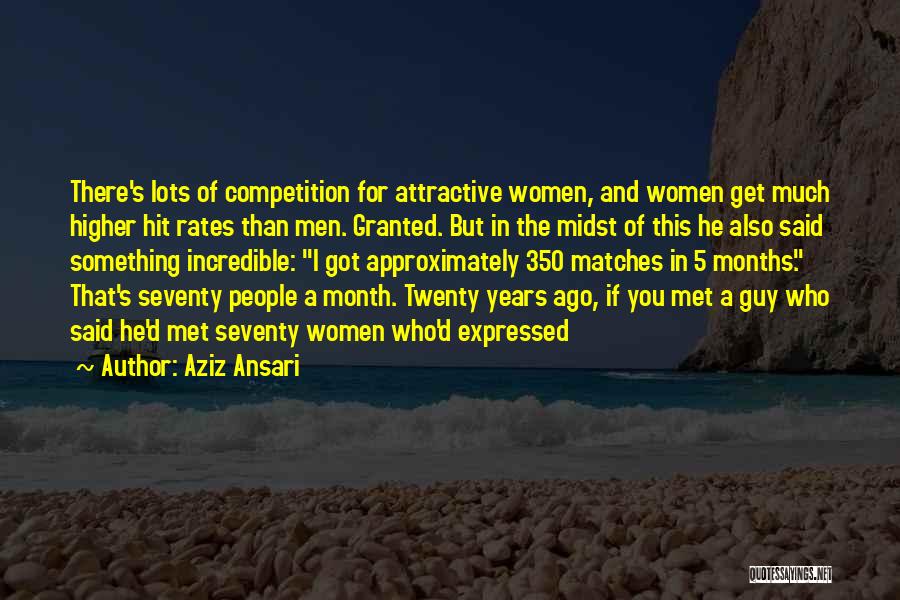 Aziz Ansari Quotes: There's Lots Of Competition For Attractive Women, And Women Get Much Higher Hit Rates Than Men. Granted. But In The