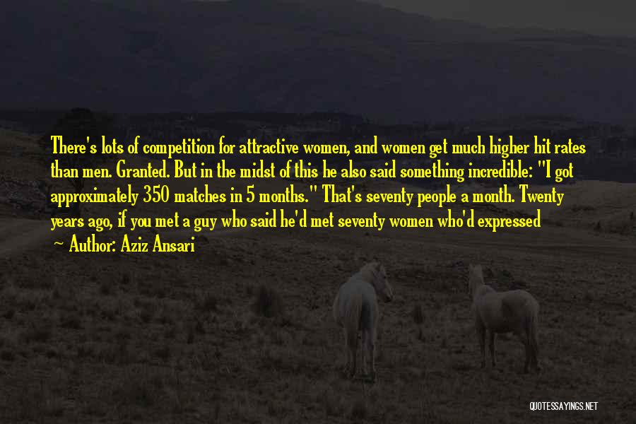 Aziz Ansari Quotes: There's Lots Of Competition For Attractive Women, And Women Get Much Higher Hit Rates Than Men. Granted. But In The