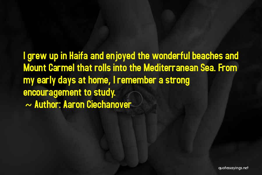 Aaron Ciechanover Quotes: I Grew Up In Haifa And Enjoyed The Wonderful Beaches And Mount Carmel That Rolls Into The Mediterranean Sea. From