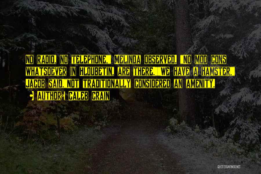 Caleb Crain Quotes: No Radio, No Telephone, Melinda Observed. No Mod Cons Whatsoever In Hloubetin, Are There.we Have A Hamster, Jacob Said.not Traditionally