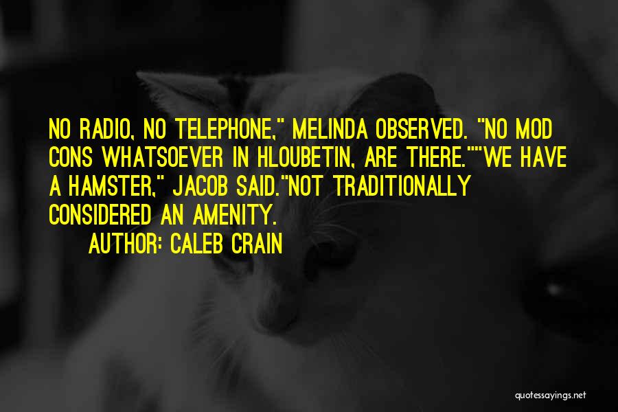 Caleb Crain Quotes: No Radio, No Telephone, Melinda Observed. No Mod Cons Whatsoever In Hloubetin, Are There.we Have A Hamster, Jacob Said.not Traditionally