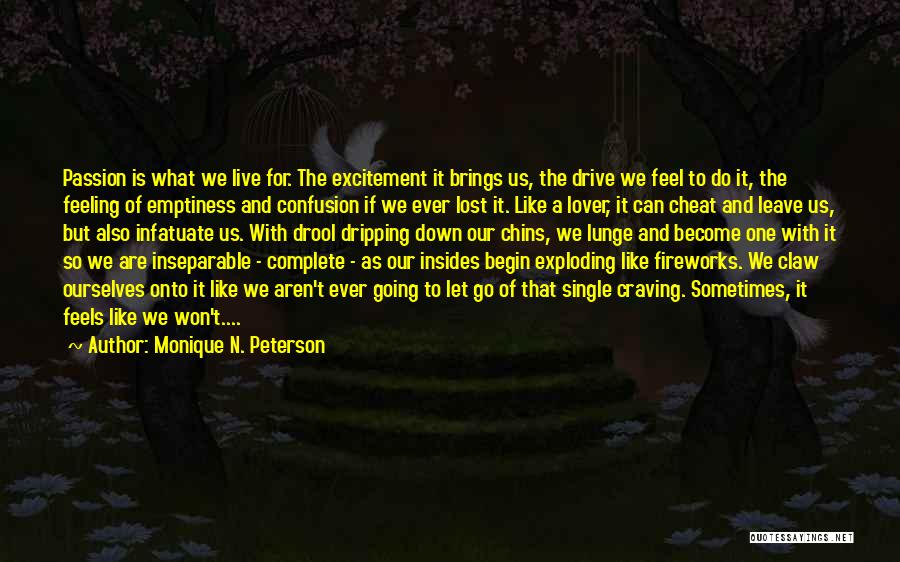 Monique N. Peterson Quotes: Passion Is What We Live For. The Excitement It Brings Us, The Drive We Feel To Do It, The Feeling