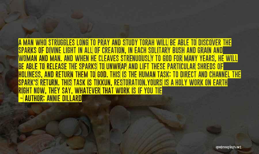 Annie Dillard Quotes: A Man Who Struggles Long To Pray And Study Torah Will Be Able To Discover The Sparks Of Divine Light