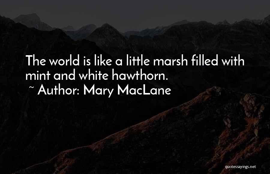 Mary MacLane Quotes: The World Is Like A Little Marsh Filled With Mint And White Hawthorn.