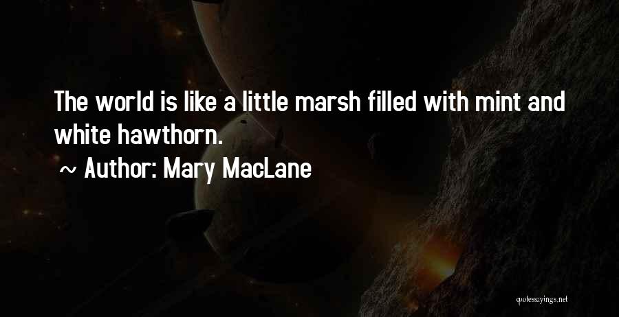 Mary MacLane Quotes: The World Is Like A Little Marsh Filled With Mint And White Hawthorn.