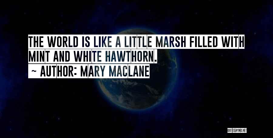 Mary MacLane Quotes: The World Is Like A Little Marsh Filled With Mint And White Hawthorn.
