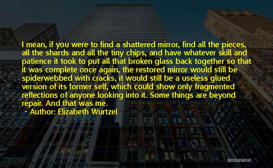 Elizabeth Wurtzel Quotes: I Mean, If You Were To Find A Shattered Mirror, Find All The Pieces, All The Shards And All The