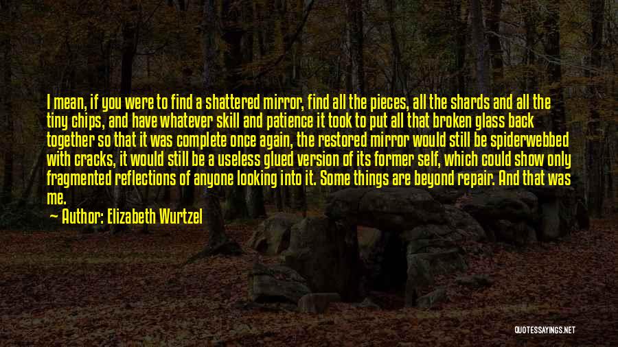 Elizabeth Wurtzel Quotes: I Mean, If You Were To Find A Shattered Mirror, Find All The Pieces, All The Shards And All The