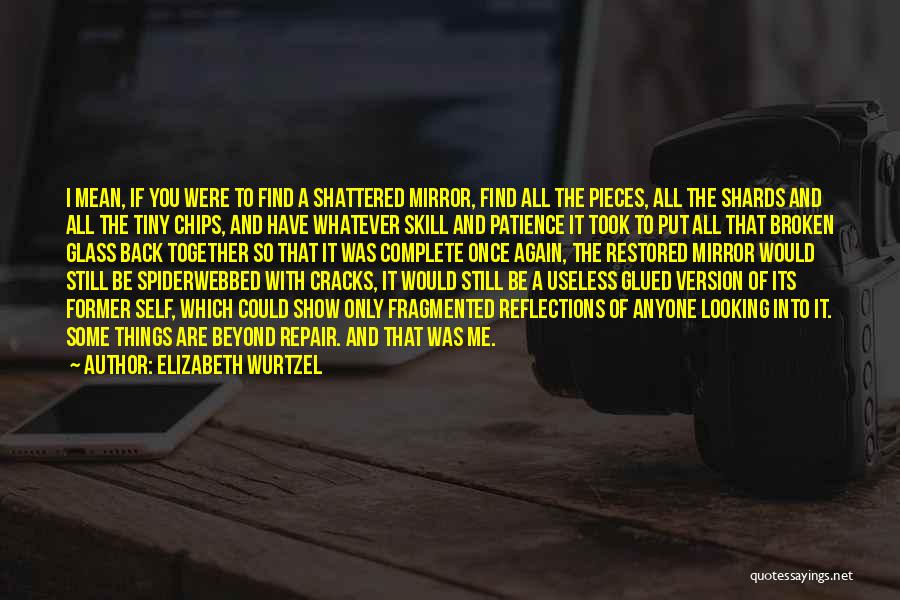 Elizabeth Wurtzel Quotes: I Mean, If You Were To Find A Shattered Mirror, Find All The Pieces, All The Shards And All The
