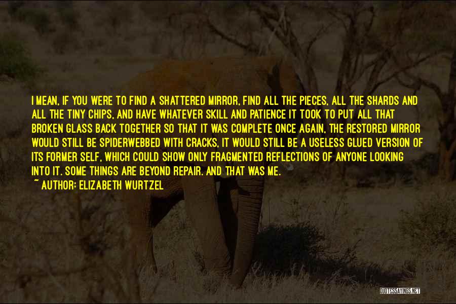 Elizabeth Wurtzel Quotes: I Mean, If You Were To Find A Shattered Mirror, Find All The Pieces, All The Shards And All The