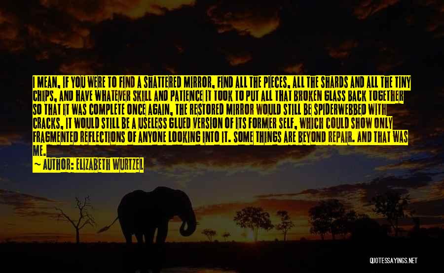 Elizabeth Wurtzel Quotes: I Mean, If You Were To Find A Shattered Mirror, Find All The Pieces, All The Shards And All The