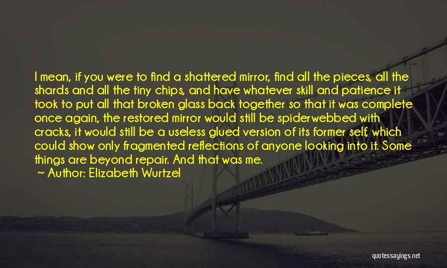 Elizabeth Wurtzel Quotes: I Mean, If You Were To Find A Shattered Mirror, Find All The Pieces, All The Shards And All The