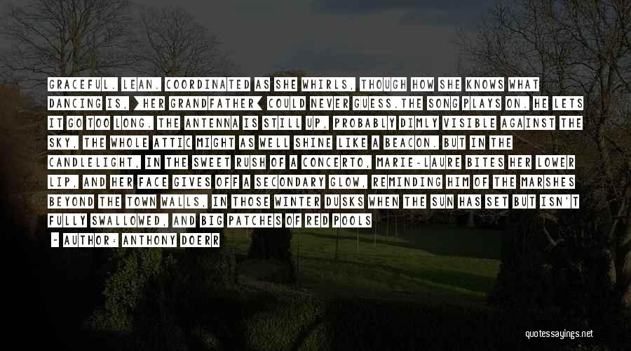 Anthony Doerr Quotes: Graceful. Lean. Coordinated As She Whirls, Though How She Knows What Dancing Is, [her Grandfather] Could Never Guess.the Song Plays
