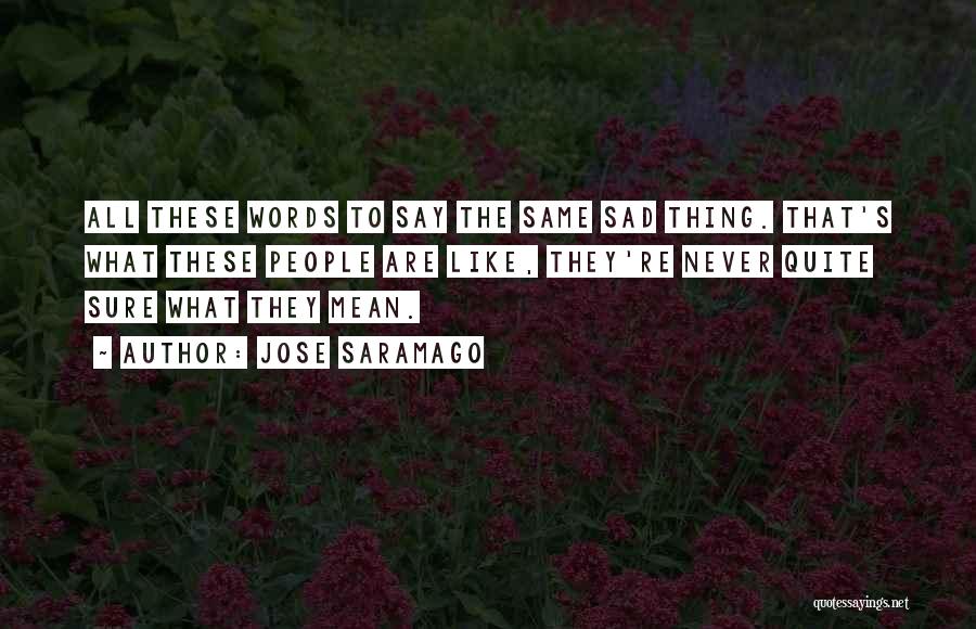 Jose Saramago Quotes: All These Words To Say The Same Sad Thing. That's What These People Are Like, They're Never Quite Sure What