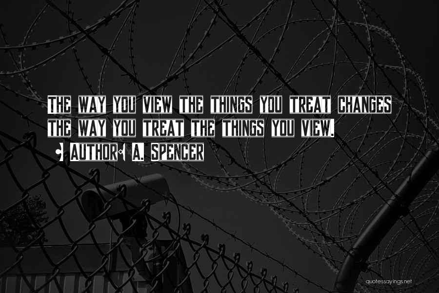 A. Spencer Quotes: The Way You View The Things You Treat Changes The Way You Treat The Things You View.