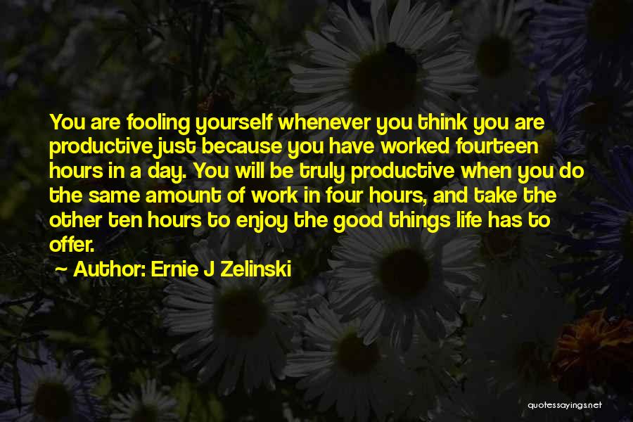 Ernie J Zelinski Quotes: You Are Fooling Yourself Whenever You Think You Are Productive Just Because You Have Worked Fourteen Hours In A Day.