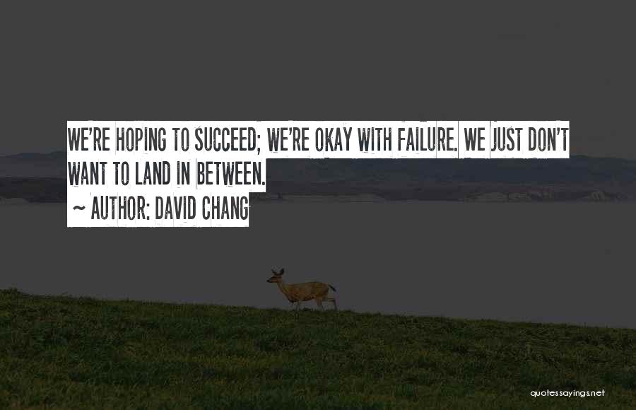 David Chang Quotes: We're Hoping To Succeed; We're Okay With Failure. We Just Don't Want To Land In Between.