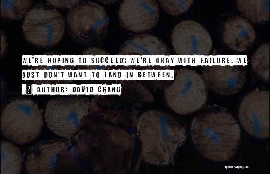 David Chang Quotes: We're Hoping To Succeed; We're Okay With Failure. We Just Don't Want To Land In Between.