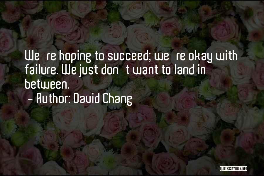 David Chang Quotes: We're Hoping To Succeed; We're Okay With Failure. We Just Don't Want To Land In Between.