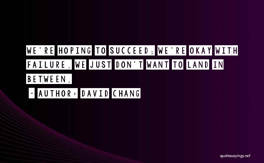 David Chang Quotes: We're Hoping To Succeed; We're Okay With Failure. We Just Don't Want To Land In Between.