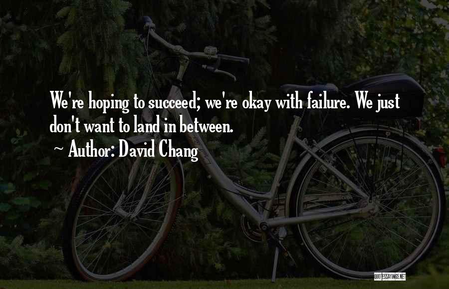 David Chang Quotes: We're Hoping To Succeed; We're Okay With Failure. We Just Don't Want To Land In Between.