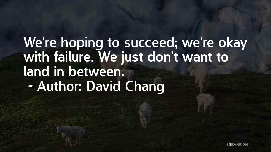 David Chang Quotes: We're Hoping To Succeed; We're Okay With Failure. We Just Don't Want To Land In Between.