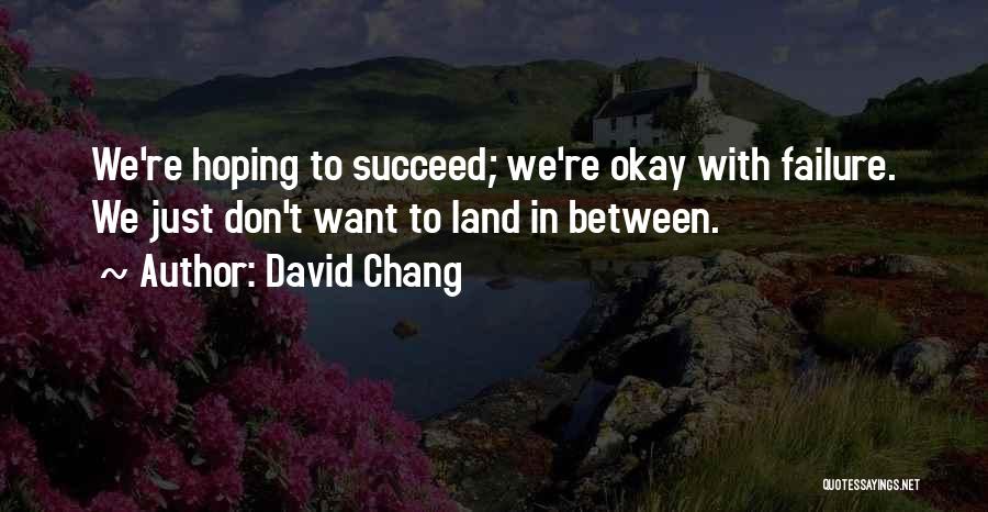 David Chang Quotes: We're Hoping To Succeed; We're Okay With Failure. We Just Don't Want To Land In Between.