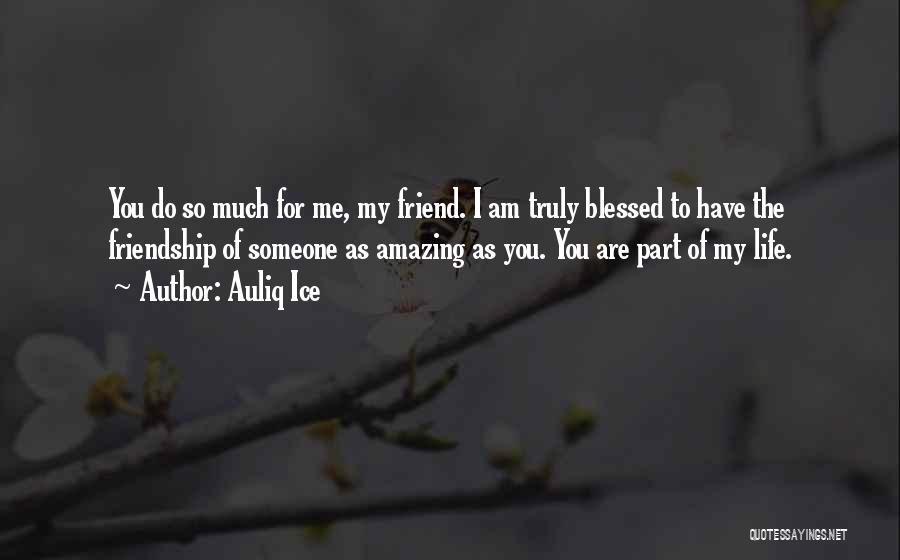 Auliq Ice Quotes: You Do So Much For Me, My Friend. I Am Truly Blessed To Have The Friendship Of Someone As Amazing