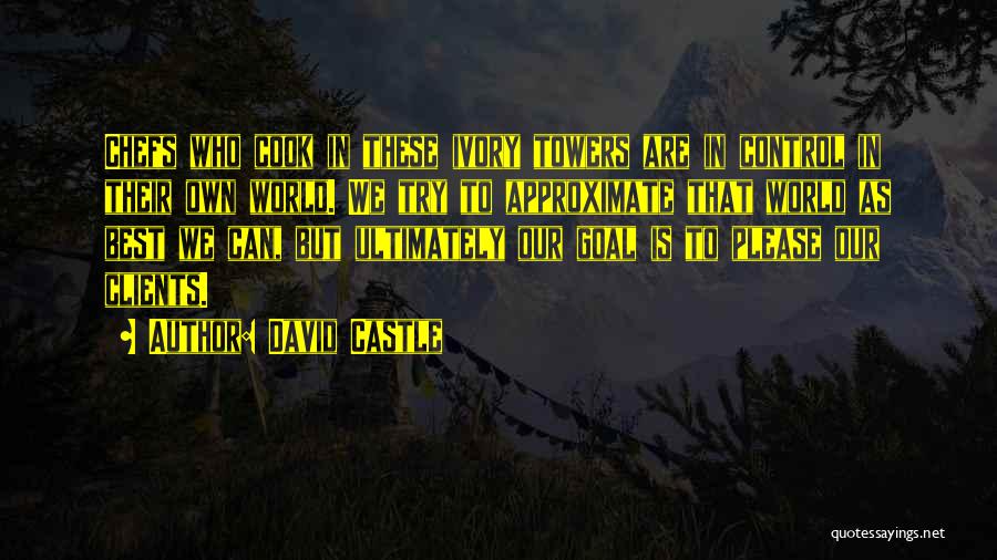 David Castle Quotes: Chefs Who Cook In These Ivory Towers Are In Control In Their Own World. We Try To Approximate That World