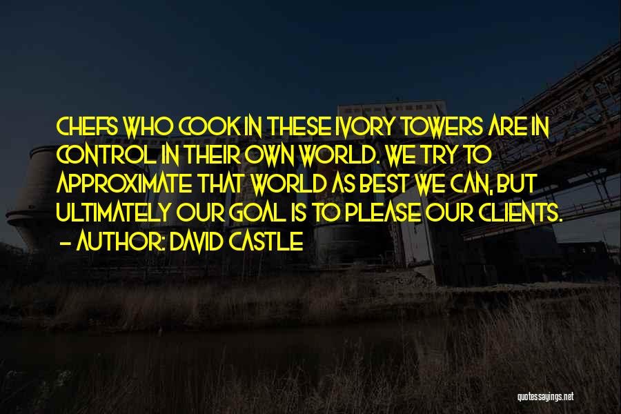 David Castle Quotes: Chefs Who Cook In These Ivory Towers Are In Control In Their Own World. We Try To Approximate That World
