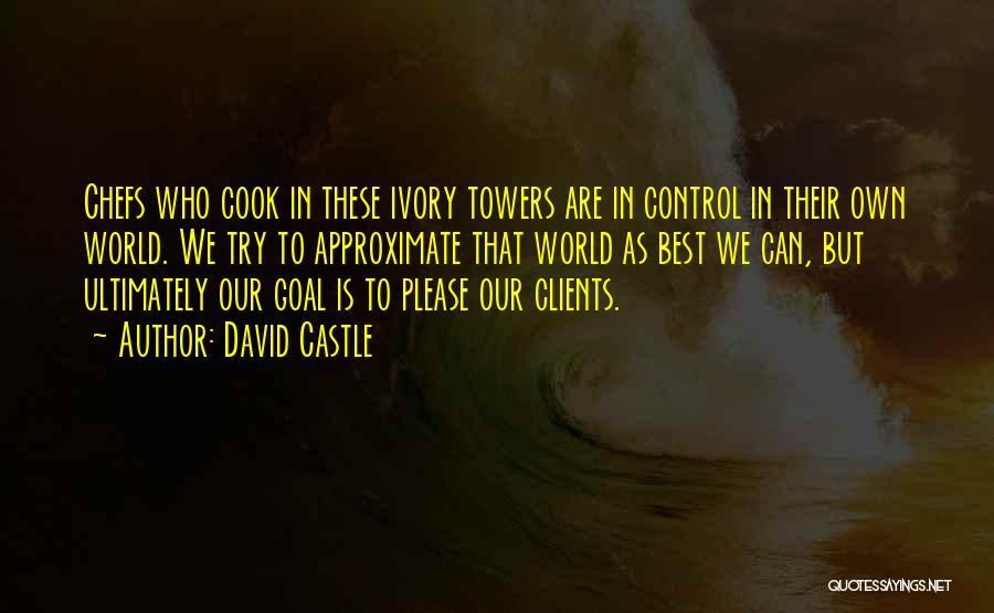 David Castle Quotes: Chefs Who Cook In These Ivory Towers Are In Control In Their Own World. We Try To Approximate That World