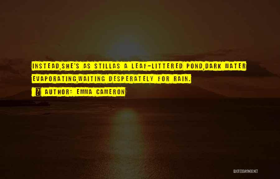 Emma Cameron Quotes: Instead,she's As Stillas A Leaf-littered Pond,dark Water Evaporating,waiting Desperately For Rain.