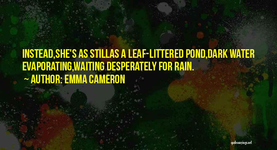 Emma Cameron Quotes: Instead,she's As Stillas A Leaf-littered Pond,dark Water Evaporating,waiting Desperately For Rain.