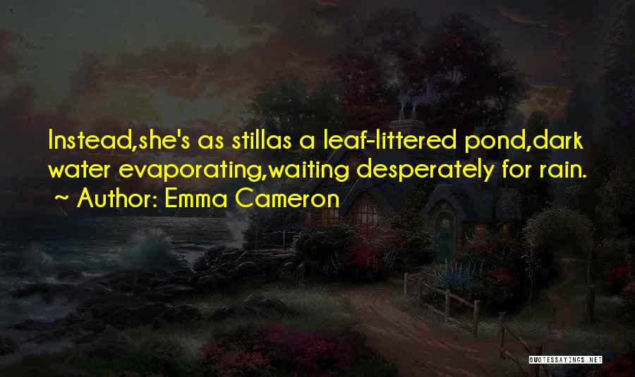 Emma Cameron Quotes: Instead,she's As Stillas A Leaf-littered Pond,dark Water Evaporating,waiting Desperately For Rain.