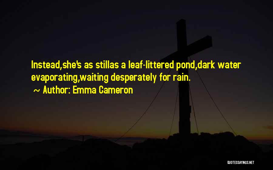 Emma Cameron Quotes: Instead,she's As Stillas A Leaf-littered Pond,dark Water Evaporating,waiting Desperately For Rain.