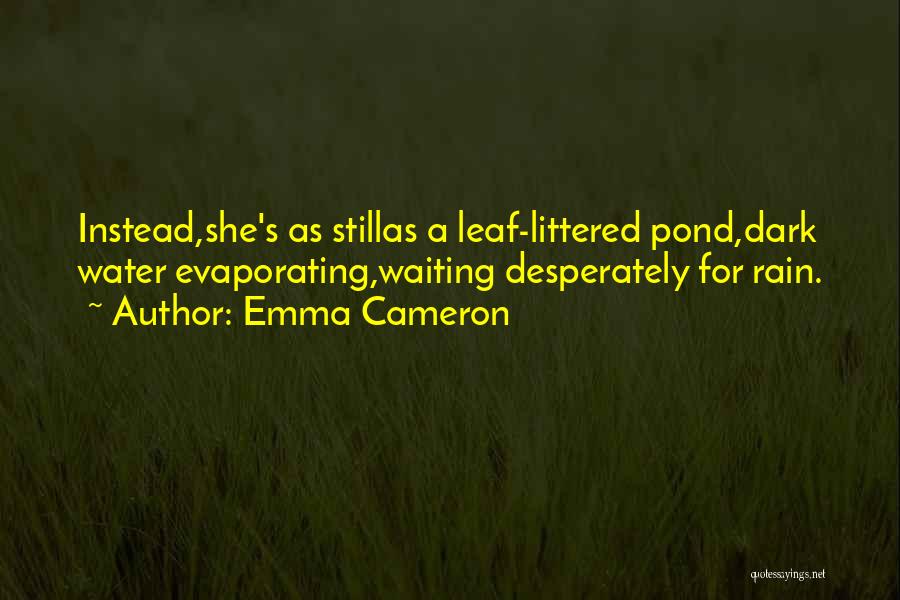 Emma Cameron Quotes: Instead,she's As Stillas A Leaf-littered Pond,dark Water Evaporating,waiting Desperately For Rain.