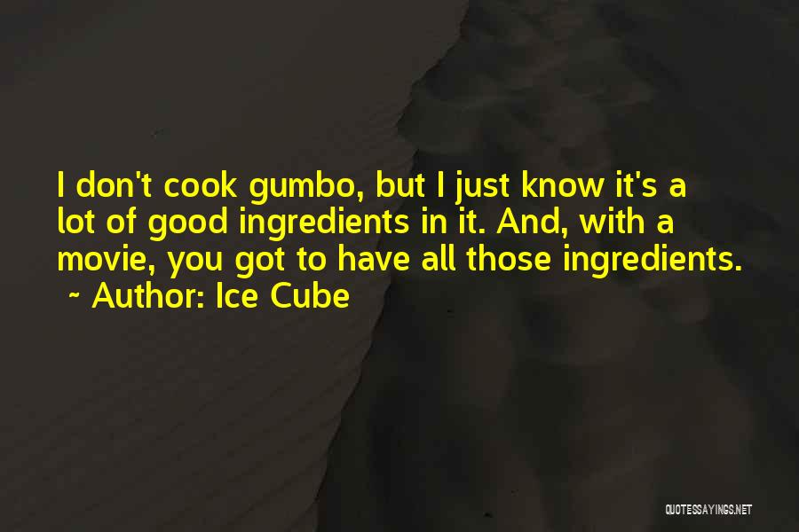 Ice Cube Quotes: I Don't Cook Gumbo, But I Just Know It's A Lot Of Good Ingredients In It. And, With A Movie,