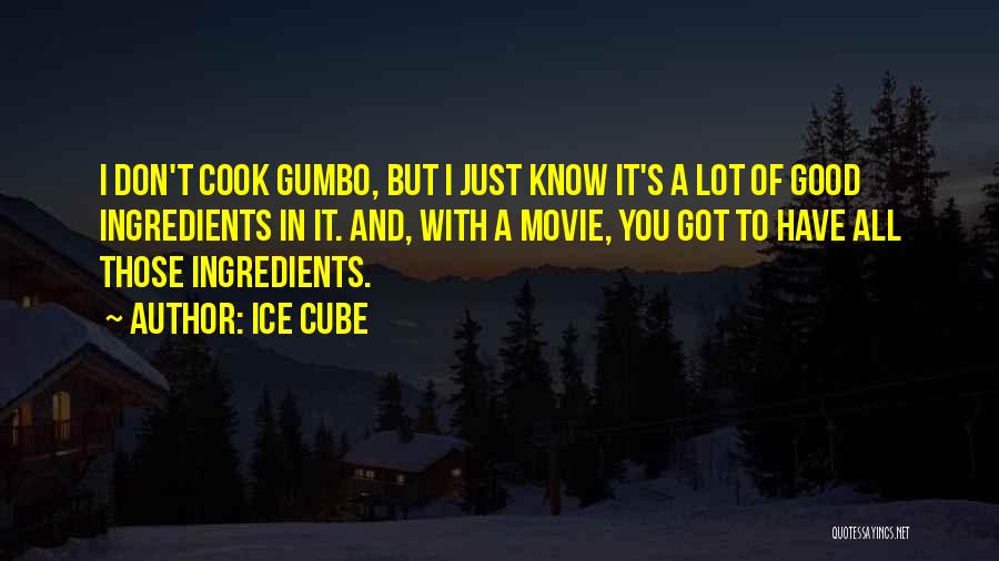 Ice Cube Quotes: I Don't Cook Gumbo, But I Just Know It's A Lot Of Good Ingredients In It. And, With A Movie,