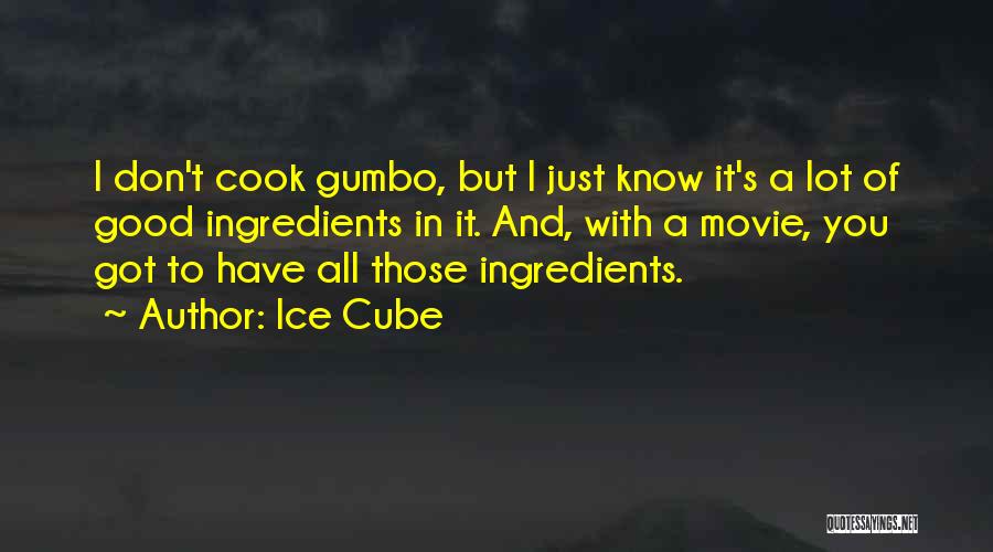 Ice Cube Quotes: I Don't Cook Gumbo, But I Just Know It's A Lot Of Good Ingredients In It. And, With A Movie,