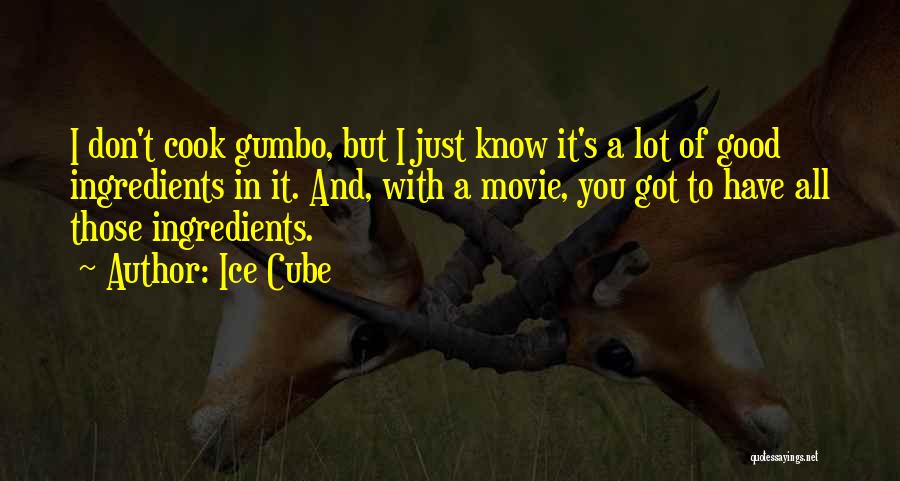 Ice Cube Quotes: I Don't Cook Gumbo, But I Just Know It's A Lot Of Good Ingredients In It. And, With A Movie,