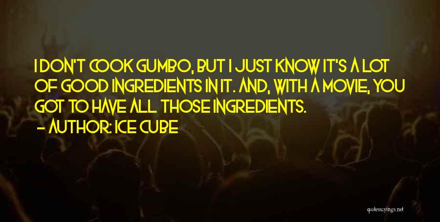 Ice Cube Quotes: I Don't Cook Gumbo, But I Just Know It's A Lot Of Good Ingredients In It. And, With A Movie,