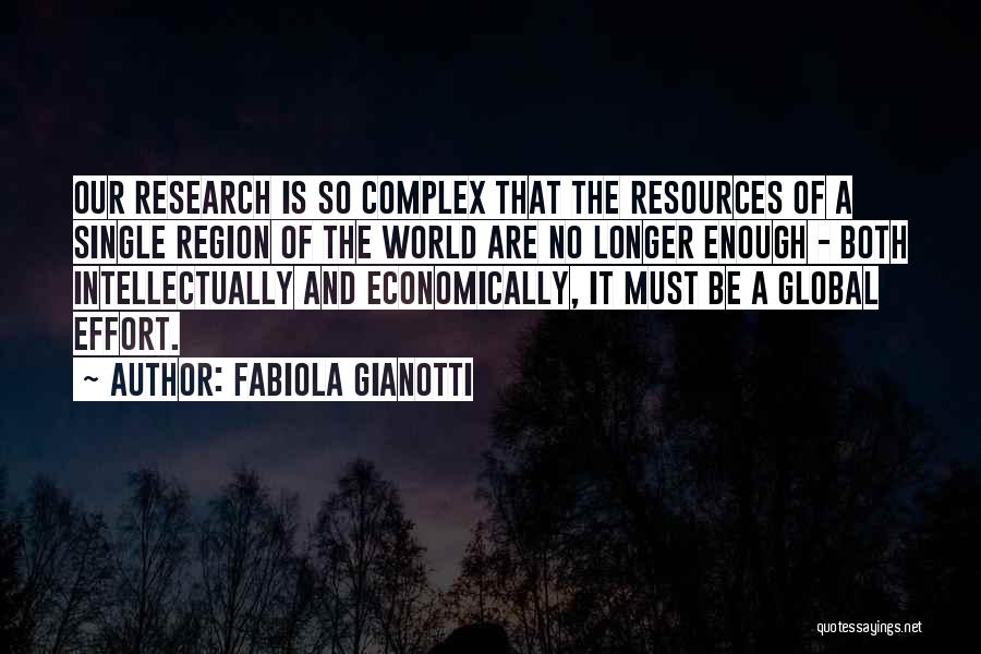 Fabiola Gianotti Quotes: Our Research Is So Complex That The Resources Of A Single Region Of The World Are No Longer Enough -