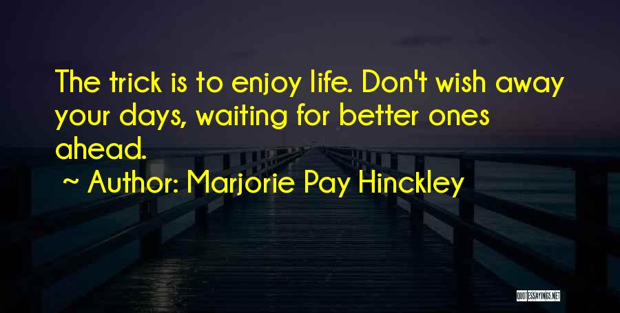 Marjorie Pay Hinckley Quotes: The Trick Is To Enjoy Life. Don't Wish Away Your Days, Waiting For Better Ones Ahead.