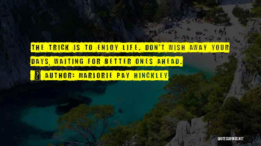 Marjorie Pay Hinckley Quotes: The Trick Is To Enjoy Life. Don't Wish Away Your Days, Waiting For Better Ones Ahead.