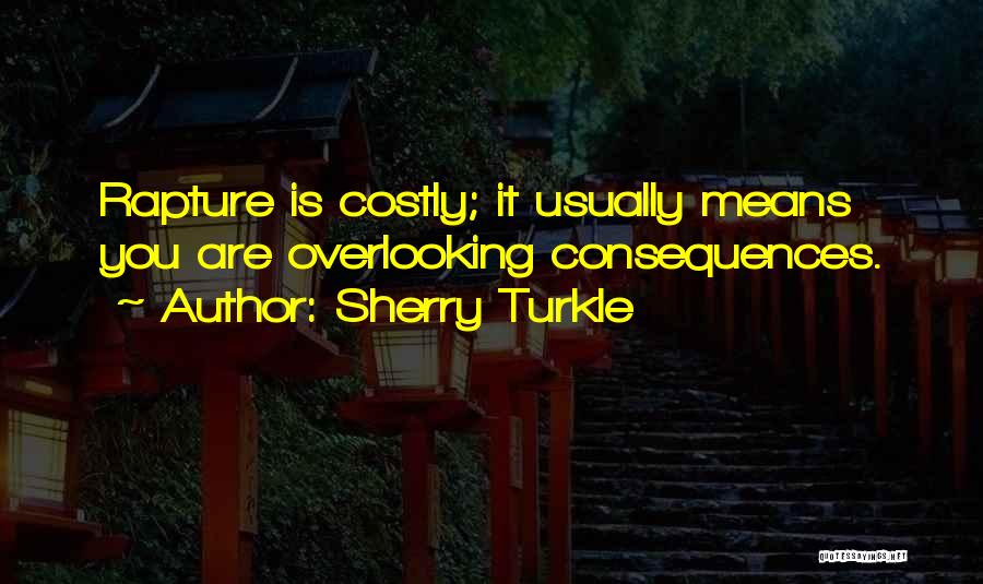 Sherry Turkle Quotes: Rapture Is Costly; It Usually Means You Are Overlooking Consequences.